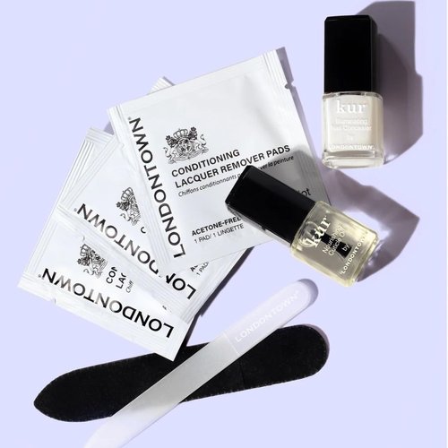 LONDONTOWN Jet Set Travel Nail Kit - Mini Nail Concealer, Cuticle Oil & Glass File for Healthy Nails