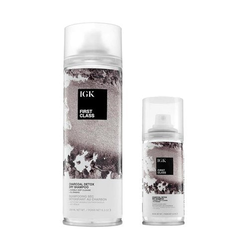 IGK First Class Charcoal Detox Dry Shampoo Bundle - Deep Cleansing & Odor Absorbing | Adds Volume & Texture | 6.3 oz + 2 oz