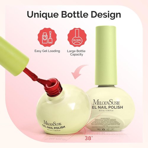 MelodySusie Gel Nail Polish Set - HEMA Free Plant-Based Formula, 6 Macaron Colors | 0.56 fl. oz Bottles