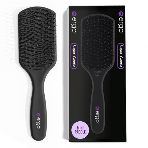 ERGO Super Gentle Mini Paddle Brush - Ideal Hair Brush for Thick or Thin Hair | Detangles Curly & Wet Hair