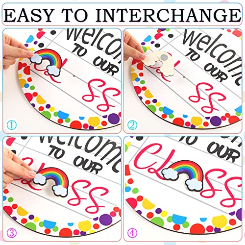 Interchangeable Classroom Welcome Sign with 13 Seasonal Icons - Vintage 14 Variation