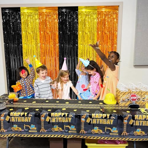 Construction Foil Fringe Curtain Party Decorations, 6 PCS - Birthday & Event Backdrop