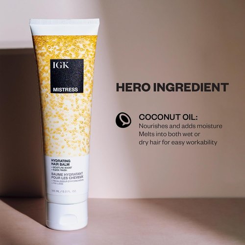 IGK Mistress Hydrating Hair Balm & Mixed Feelings Leave-In Blonde Toning Drops - Tone Brassy Hair, Nourish & Fight Frizz | 5 oz + 1 oz
