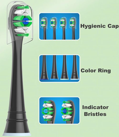 Replacement Toothbrush Heads Compatible with AquaSonic Black Series Vibe Series Elite Series Electric Toothbrush, 12 Count, Black