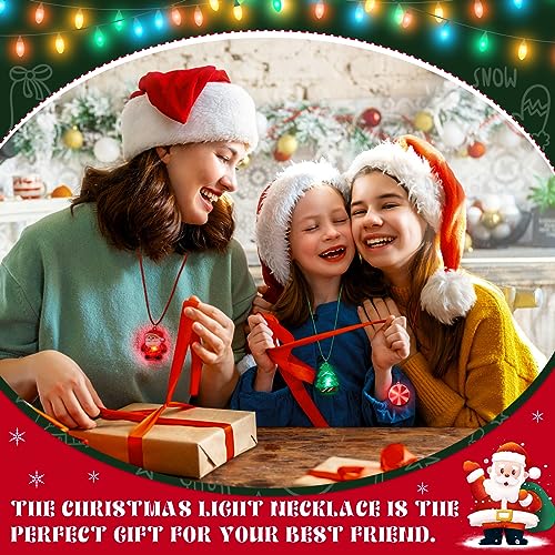 72 Pcs Light Up Christmas Necklaces - Santa Snowman Candy Cane Holiday Party Favors