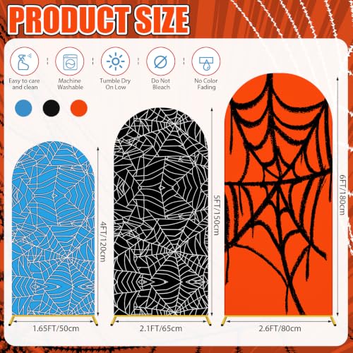 Spider Web Arch Backdrop Cover - Stretchy Party Decor 4Ft, 5Ft, 6Ft - Variation of Spider