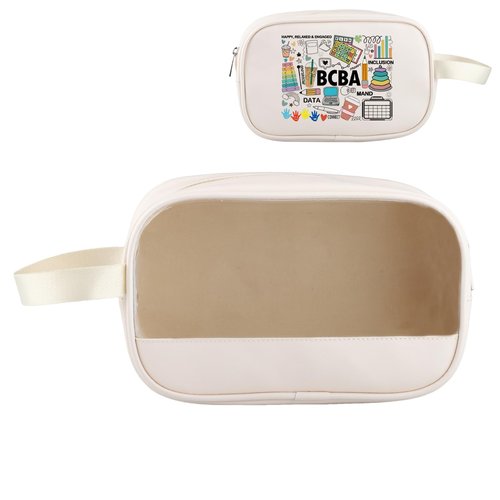 PWHAOO Board Certified Behavior Analyst Cosmetic Bag Behavior Analyst Makeup Bag BCBA Therapist Gift (HAPPY BCBA BAG)