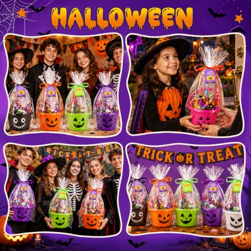 Halloween Plastic Pumpkin Candy Buckets Gift Set - 24 Pcs, 6 Colors (Variation of THIS listing)