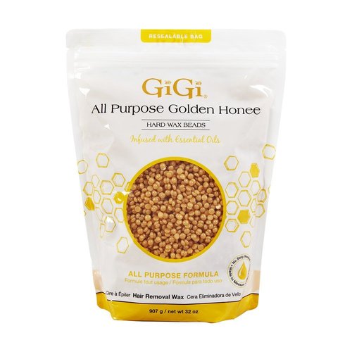 GiGi Hard Wax Beads for Hair Removal, All Purpose Golden Honee Waxing for Face, Body, and Bikini, No Strip Needed, 32 oz