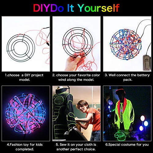 9ft Pink EL Wire Neon Glow Strobing Electroluminescent Light Pack of 2 for Parties Halloween