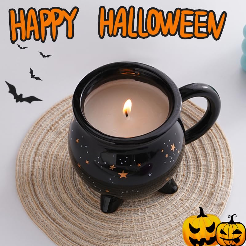 Black Ceramic Witch Mug 10oz Cauldron Coffee Cup for Halloween Christmas Gift
