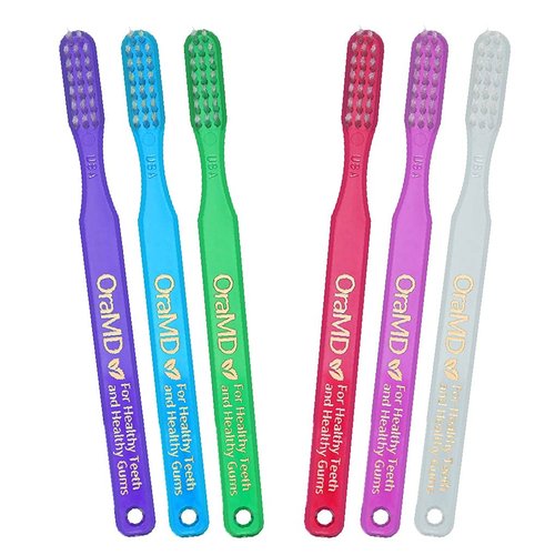 OraMD Soft Bristles Toothbrush - Gentle Care for Sensitive Teeth & Gums - Pack of 6 Manual Toothbrushes