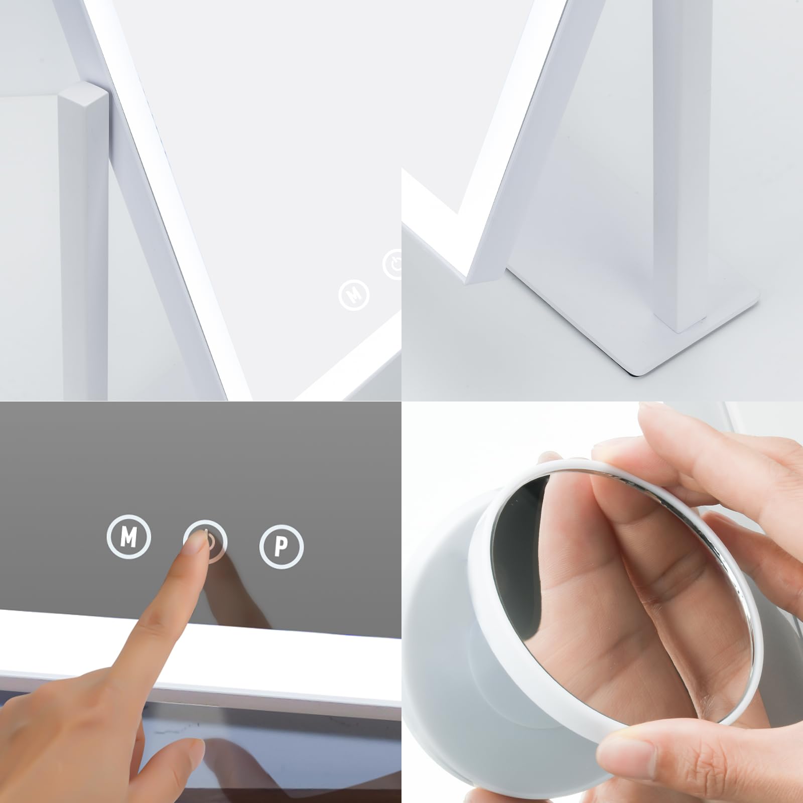 ViKert Light up Makeup Mirror for Vanity, Desk Mirror with Light with 5X Magnification Mirror, Light up Vanity Mirror, Led Mirror for Desks, Makeup Vanity Mirror, 3 Color, Touch Control