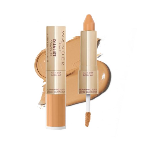 "Wander Beauty Dualist Matte and Illuminating Concealer Makeup - Golden Tan - Dual-Ended Matte Concealer Stick + Liquid Concealer - Full Coverage Concealer Brightens, Firms, & Hydrates Under Eyes"