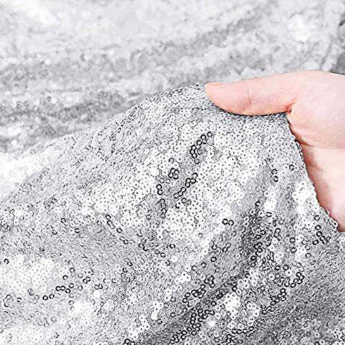 Silver Sequin Table Runner 12 Pack - 12x108 Inch Glitter Table Decor - Variation of THIS listing: 12" x 108" - 12pcs / Silver