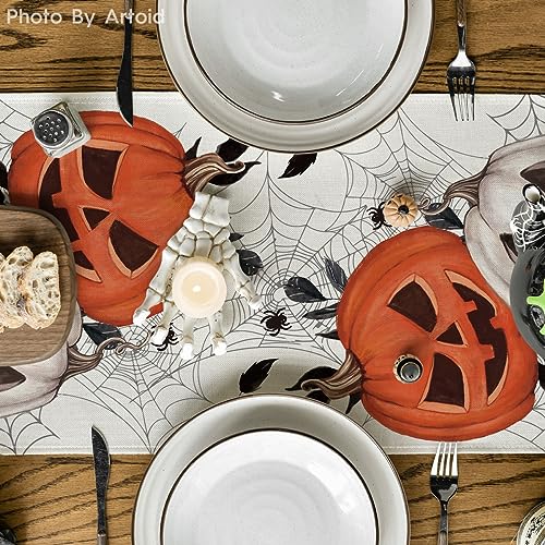 Halloween Table Runner 13x60 Inch Beige Polyester Home Party Decor - Artoid Mode