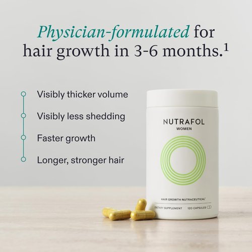 Nutrafol Women's Hair Growth Supplement - Physician-Formulated Collagen Peptides for Thicker Hair | 12 oz Bottle