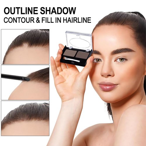 Regine Switzerland Eyebrow Powder Kit - Medium Brown | Long-Lasting Waterproof Formula with Double-Ended Brush