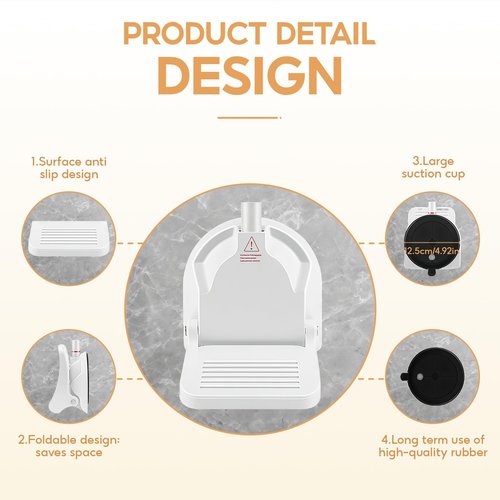 No-Drill Foldable Anti-Slip Shower Foot Rest，Shower Step for Shaving Legs with Powerful Suction Cups, Multi-Purpose Shower Shaving Foot Rest，Supports Pregnant Women and Those with Back Pain