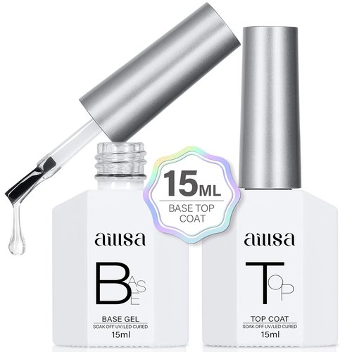 AILLSA Gel Nail Polish - Long Lasting Clear Base & Top Coat for DIY Nail Art | 0.51 Fl Oz