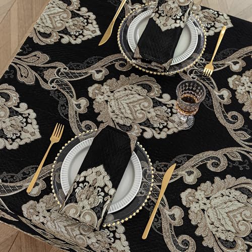 Rectangular Jacquard Tablecloth 60 x 120 Inches Black - Elegant Home Decor