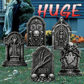 Halloween Tombstones Outdoor Decorations 5 Pack - Plastic Gravestones with Metal Stakes