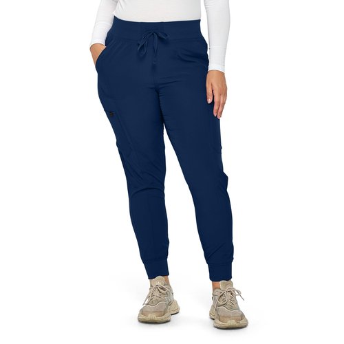 Monarch Uniforms Womens Jogger Scrubs Ribbed Jogger Scrub Pants for Women-Petite-(Navy Blue)-S