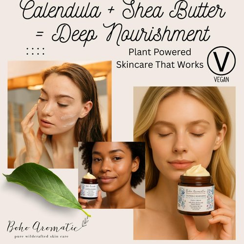 Boho Aromatic Calendula Nourishing Face Cream for Dry Skin, Natural & Organic Facial Cream, Hydrating and Moisturizing skin care product, Vegan Face Cream, calendula face cream, Facial Moisturizer