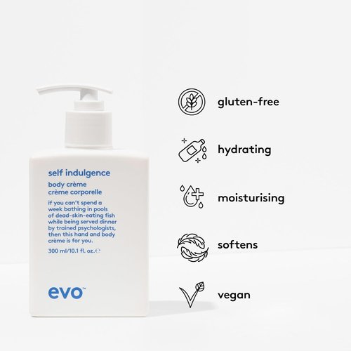 EVO Self Indulgence Moisturizing Body Cream - Hydrates & Soothes Dry Skin | Vegan Lotion, 10.1 fl oz