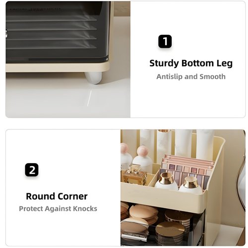 Covzoe Large Makeup Organizer with Drawers, Spacious Cosmetics Display Case with Brush Holder for Vanity, Skin Care Storage Solution for Lipstick Eyeshadow Palettes Beauty Essential Bathroom