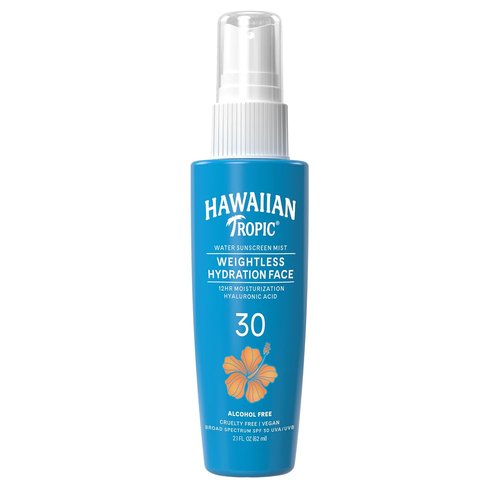Hawaiian Tropic Weightless Hydration Water Mist SPF 30 - Travel Size Hydrating Facial Spray, 2.1 Fl Oz