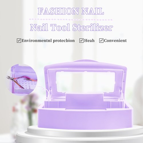 BOMOQING Nail Tool Sterilizer Box, Plastic Sterilizing Tray, Plastic Clean Sterilizing Box Storage Organizer for Nail, Tweezers, Eyelash Extensions, Hair Salon, Spa & Cutter Manicure Equipment(Purple)