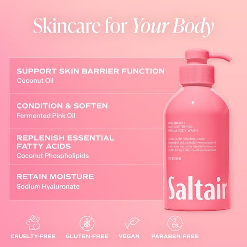 Saltair Body Wash - Moisturizing Luxury Shower Gel with Monoi Oil & Cupuacu Butter | 2-Pack 17oz Pump Bottles