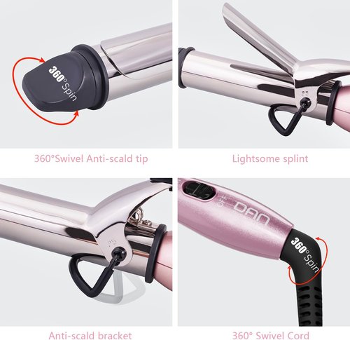 DAN Technology Mini Curling Iron - Dual Voltage Travel Size Up to 450°F | Nano-Titanium Barrels, Fast Heating