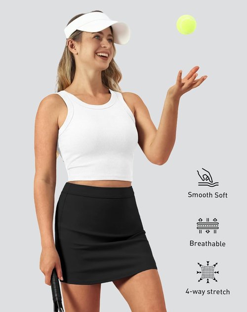 Skiennix Women's High Waisted Athletic Skorts - Mini Skirt with Pockets for Tennis & Golf