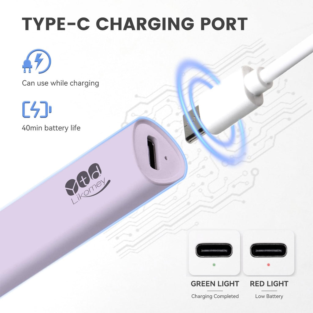 YTD Likomey Handheld UV LED Lamp for Gel Polish,Purple Quick Dry Mini Nail Light with Folding Bracket, Portable Cordless Rechargeable for Fast Curing UV Nail Glue Builder Extension Gel