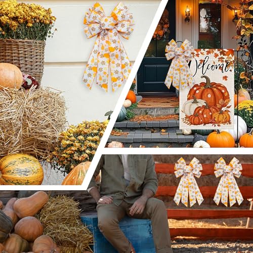 Large Fall Maple Leaf Bow for Wreaths - Style 7: Leaf Bow - Farmhouse Thanksgiving Decor