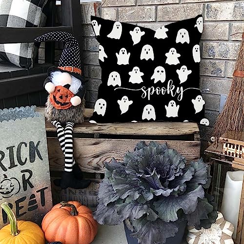 Halloween Throw Pillow Covers 18x18 Set of 4 Black Skeleton Bats Ghost Fall Decor