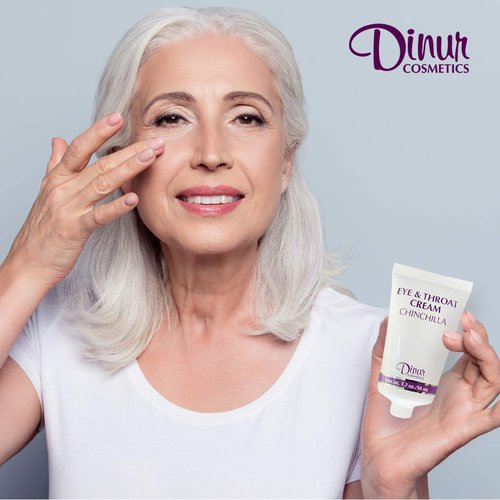 Dinur Cosmetics Chinchilla Eye & Throat Cream Reduces Fine Lines Wrinkles Puffy Eyes & Under Eye Dark Circles Penetrates Delicate Skin for Men & Women 1.7 oz. 50 ml