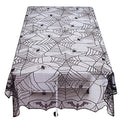 95x47 Inch Black Lace Spider Web Halloween Tablecloth - Rectangular
