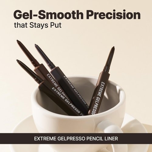 CLIO Extreme Gelpresso Pencil Eyeliner - Waterproof Gel Formula for High Pigment Color | Smudge Resistant (001 Black Brown)