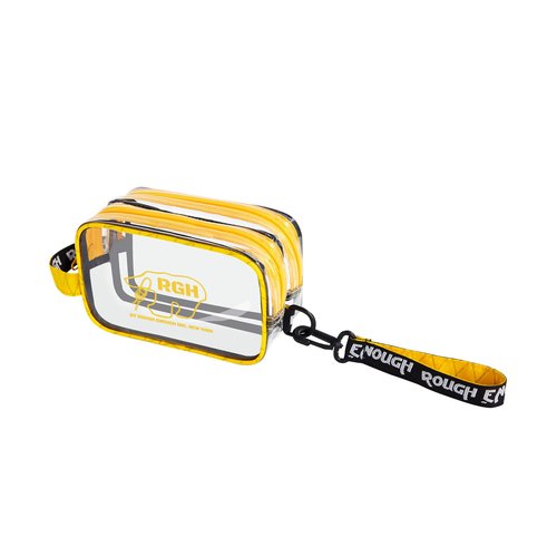 Rough Enough Clear TSA Approved Toiletry Bag for Men Women Travel Cosmetic Organizer with Dry Wet 2 Compartments Yellow