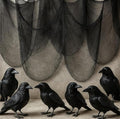 Halloween Creepy Cloth and Crows Set - Black, Pack of 7 - Spooky Decor