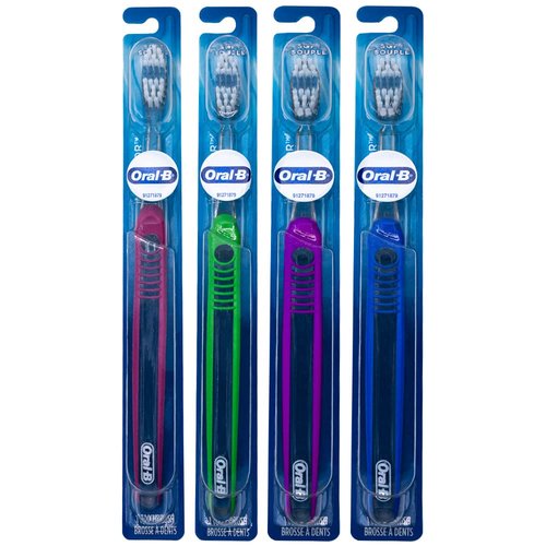 Oral-B Indicator Flat Trim Toothbrush, 30 Soft (Colors Vary) - Pack of 3