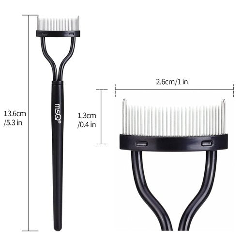 MSQ Eyelash Comb - Eyelash Separator & Mascara Applicator Tool with Cover - Black (1PC)