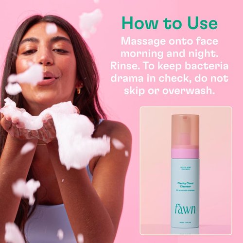 Fawn Clarity Cloud Cleanser - Vegan Facial Cleanser with Glycolic Acid & Tea Tree Oil | 5 Fl Oz