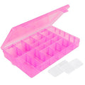 False Nail Container, Cosics Bright Pink 36-Gird Plastic Nail Art Organizers Storage Box with Adjustable Dividers, False Jewelry Diamonds Charms Nail 3D Decorations Manicure Accessory Holder Case