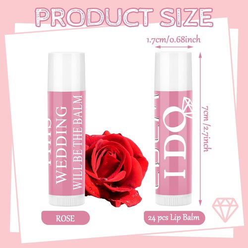 Suttmin 24 Pcs Bachelorette Lip Balm I Do Crew Wedding Party Gifts Bachelorette Lip Balm Gift Wedding Favors for Party Guest Supplies(Pink)