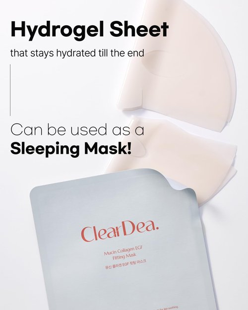 ClearDea Mucin Collagen Peptide Hydrogel Mask (Plant Mucin & 7-Collagen Complex) – Hydrating & Firming Facial Sheet, 5 Pack – Korean Skincare Glow Essentials