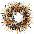 Halloween Wreath 23 Inch Artificial Spider Front Door Decoration - Black